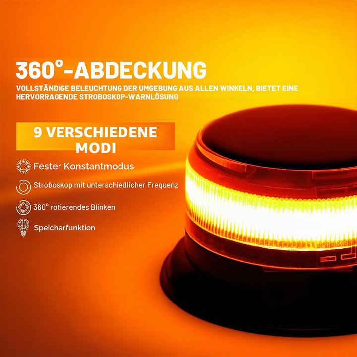 antom rundumleuchte akku Solarenergie 9 Blitzmuster 12V 24V Gelb Warnleuchte led Magnet mit 3 Meters