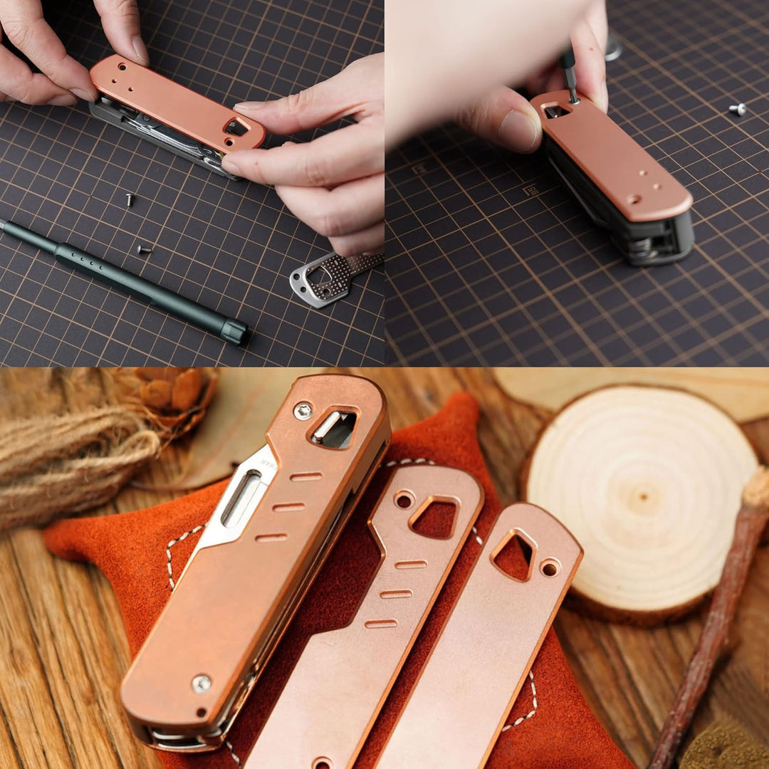 HorixGear 1 Paar Handle Patch Custom Messing Skalen für T4 Multitool (Kupfer), Kupfer