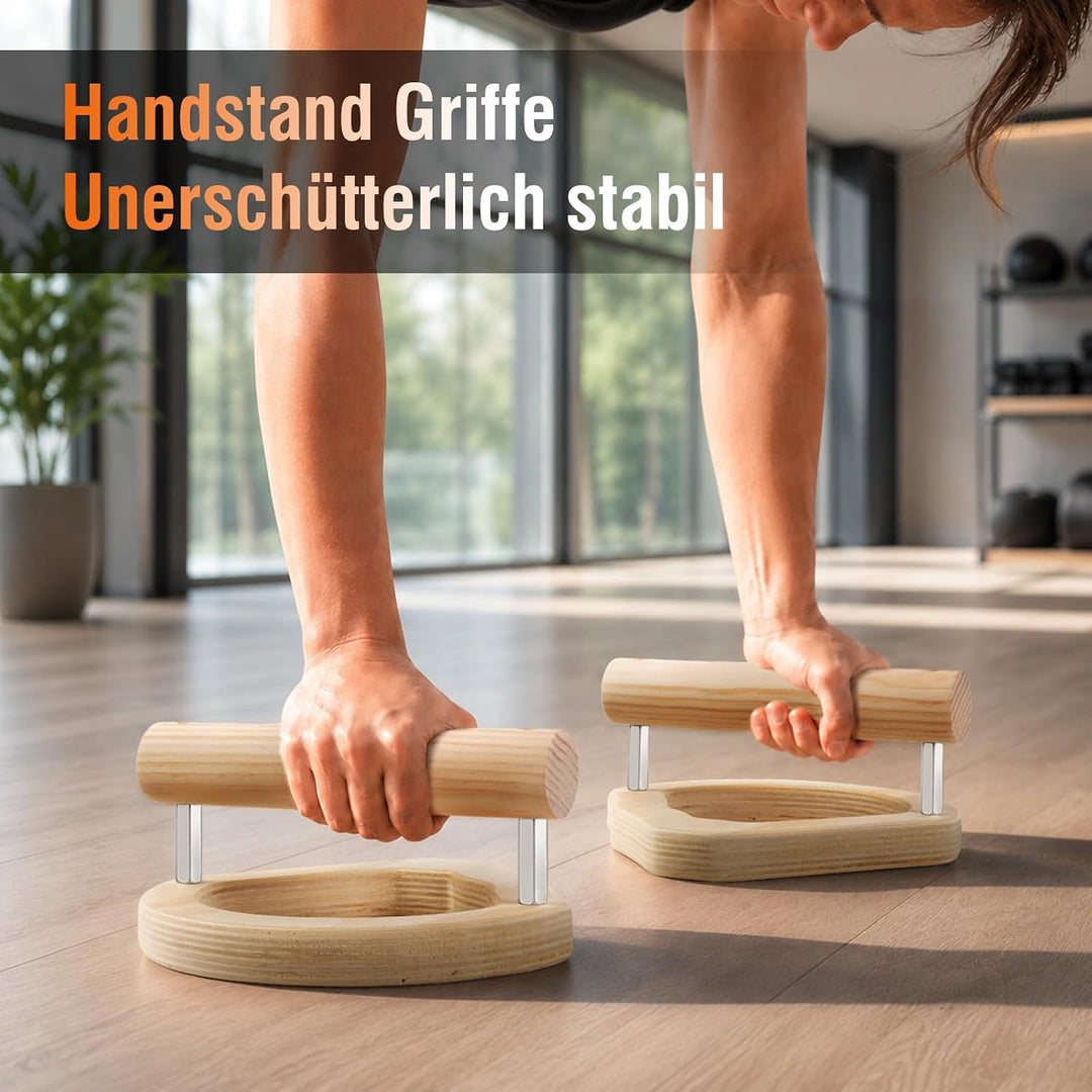 Liegestützgriffe holz, 2er Set Parallettes Calisthenics Griffe, Handstand Griff 2IN1 für Liegestütze