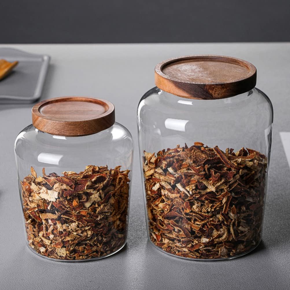 Cabilock Kornspeicher Glas Vorratsdose Vorratsgl? mit Holzdeckel Glasdose Teedose Gewürzdose Aufbewa