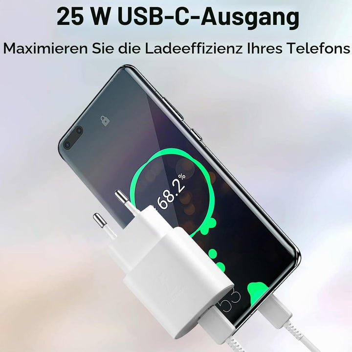 2er-Pack 25W USB C Schnellladegerät für Samsung Galaxy S26 S25 S24 S23 S22 S21 S20 FE Ultra Plus, A5