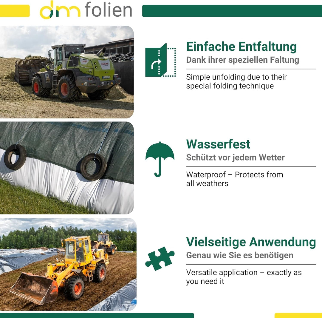 dm-folien gmbh Silofolie 4 x 50 m auf Rolle I Reissfeste Abdeckfolie für den Ausseneinsatz I Silagef
