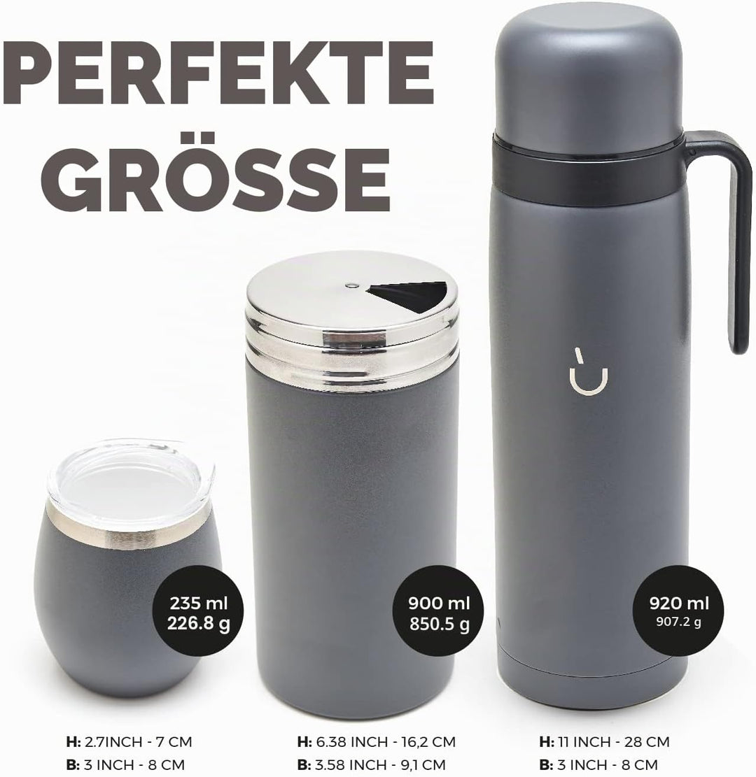 BALIBETOV Komplettes Yerba Mate Set – Moderner Mate Gourd, Thermos, Yerba Behälter, zwei Bombillas u