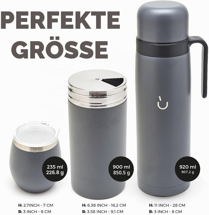 BALIBETOV Komplettes Yerba Mate Set – Moderner Mate Gourd, Thermos, Yerba Behälter, zwei Bombillas u