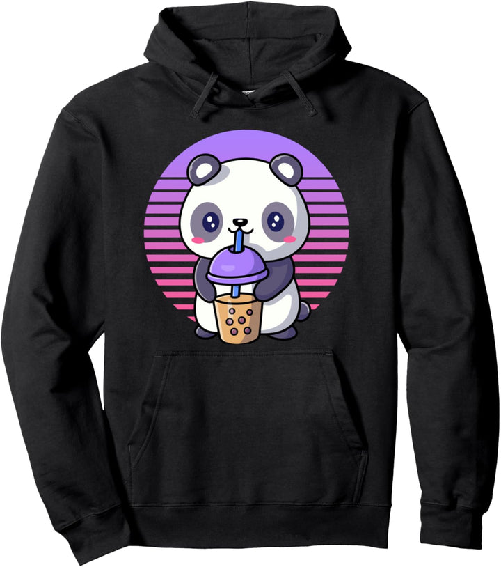 Retro Bubble Tea Shirt Kids Kawaii Panda Boba Gifts Women Pullover Hoodie