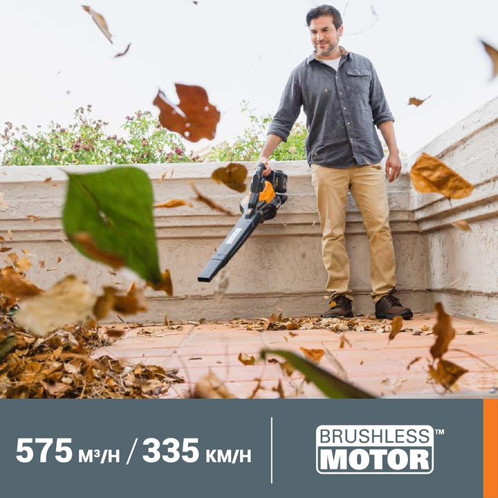 WORX WG583E.9 Akku-Laubbläser/Laubsauger 40V(2x20V) - 2 in 1 zum Laub Zusammenkehren &amp; Aufsaugen - 3