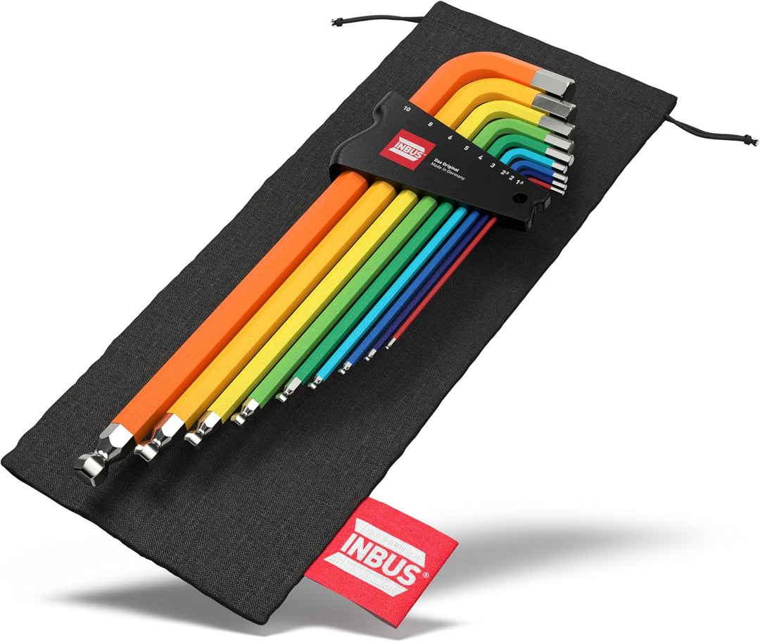 INBUS® 70273 Winkelschraubendreher Set 9tlg, 1.5–10mm, mit ColorGrip bunt & Kugelkopf — Made in Germ
