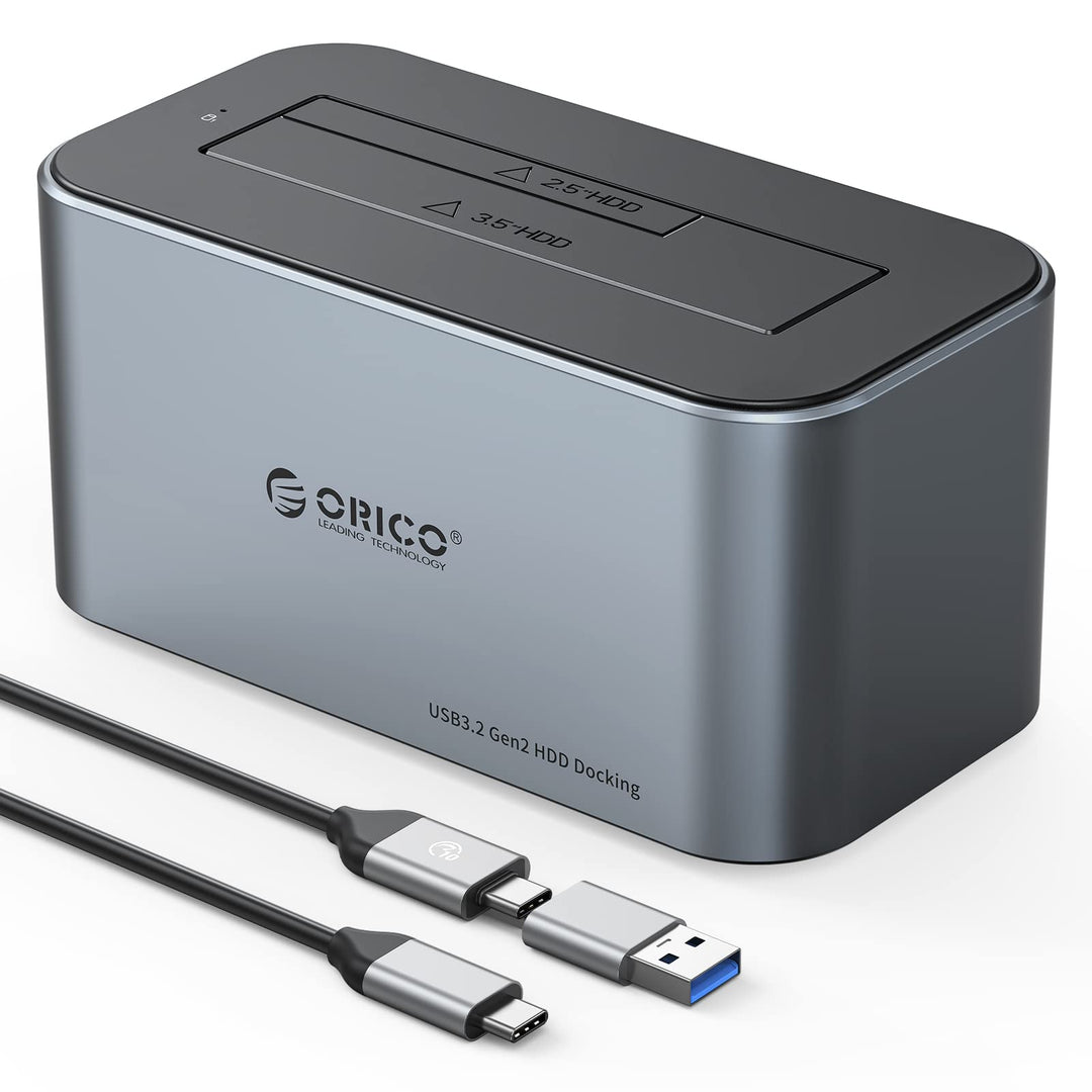 ORICO Aluminium Festplatten Dockingstation, 6Gbps USB 3.2 Gen 2 SSD/HDD Docking Station für SATA 2,5