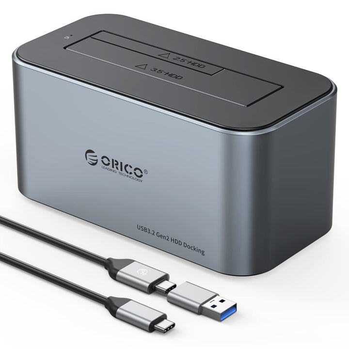 ORICO Aluminium Festplatten Dockingstation, 6Gbps USB 3.2 Gen 2 SSD/HDD Docking Station für SATA 2,5