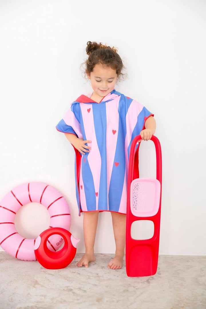 Quut – Badeponcho Kinder Kirsche – 60 x 60 cm – Mikrofaser Poncho Handtuch – Trocknet schnell – Kein
