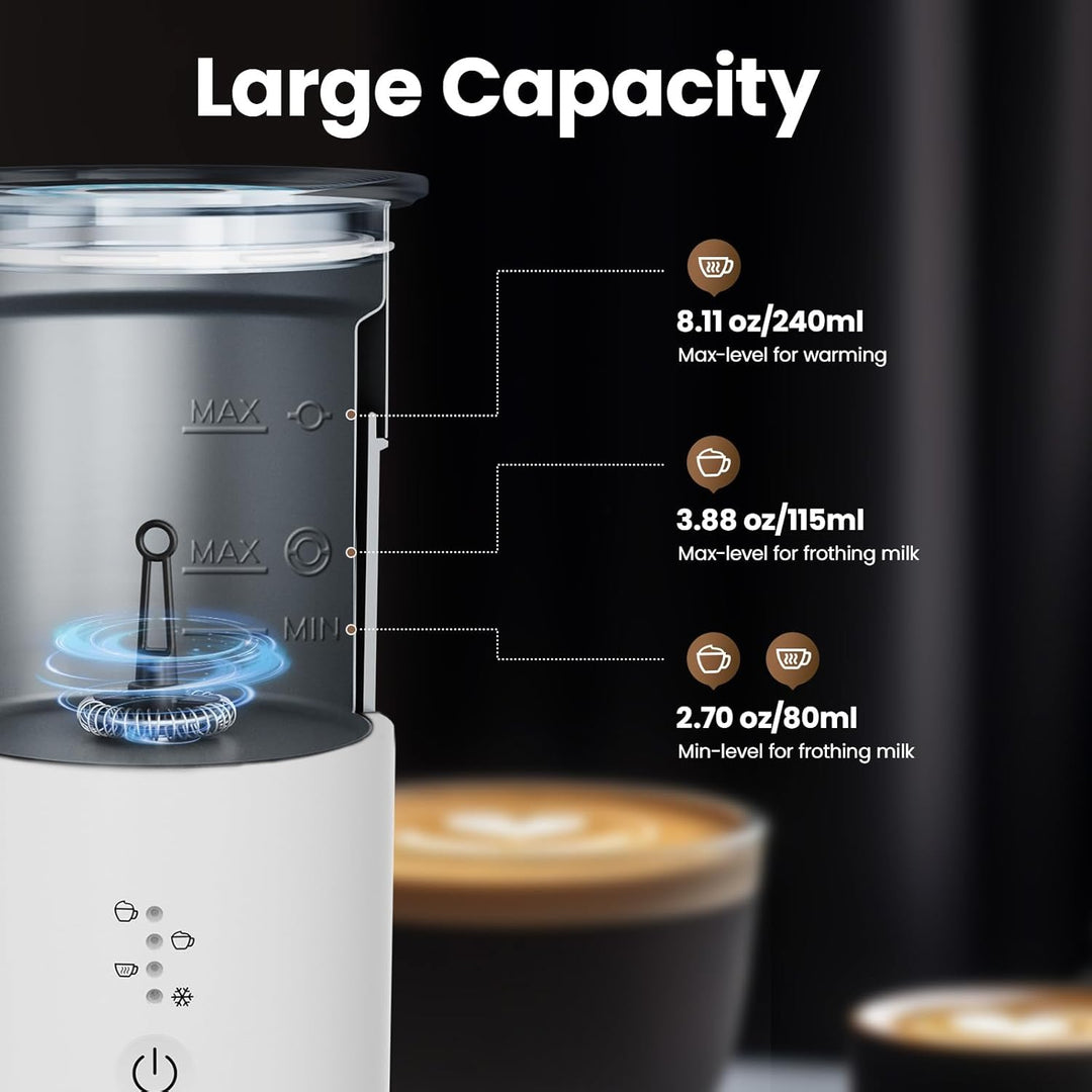 Morpilot Milchaufschäumer Elektrisch 4-in-1, 240ml, 400W für Heissen &amp; Kalten Milchschaum, Edelstahl