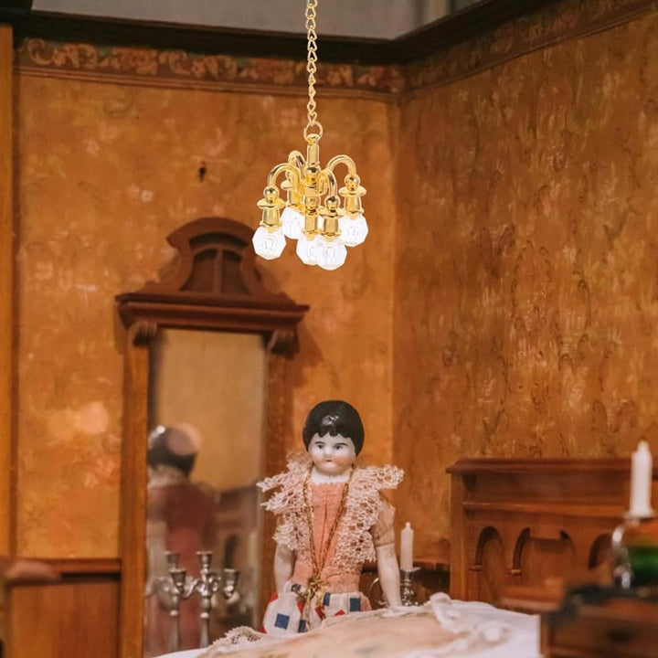 2 Stück Puppenhaus Deckenleuchte 1:12 Puppenhaus Kronleuchter Miniatur Lampe Mini Hängeleuchte Minia