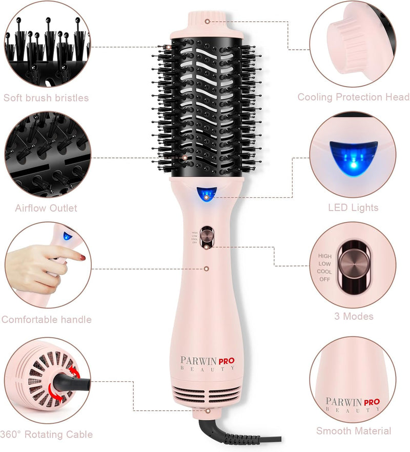 One-Step Warmluftbürste Föhnbürste, PARWIN PRO BEAUTY Rundbürstenföhn, 4 in 1 Ovale Haartrockner loc