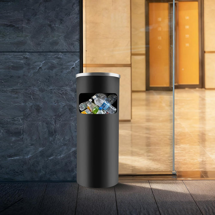 Abfallbehälter Mülleimer, 15L Schwarz Abfalleimer, Modern Standmodell Badmülleimer mit Herausnehmbar