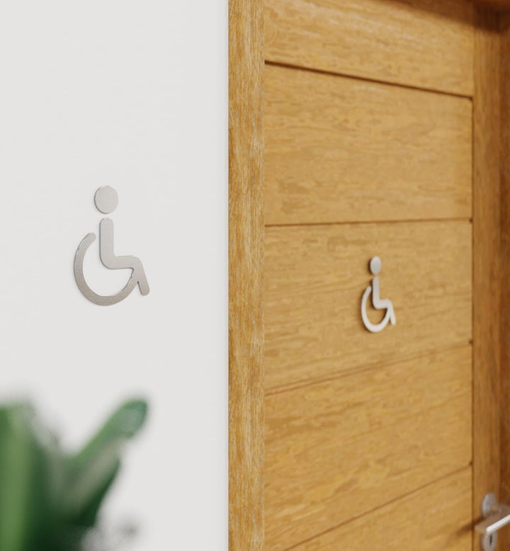 Edelstahl WC-Schild - selbstklebend & pflegeleicht - Design Toiletten-Schild - Rollstuhl-Fahrer Pikt