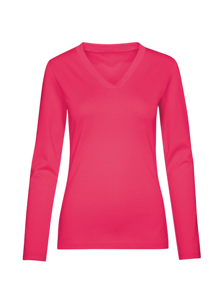 TRIGEMA Langarmshirt mit V-Ausschnitt XL Koralle, XL Koralle