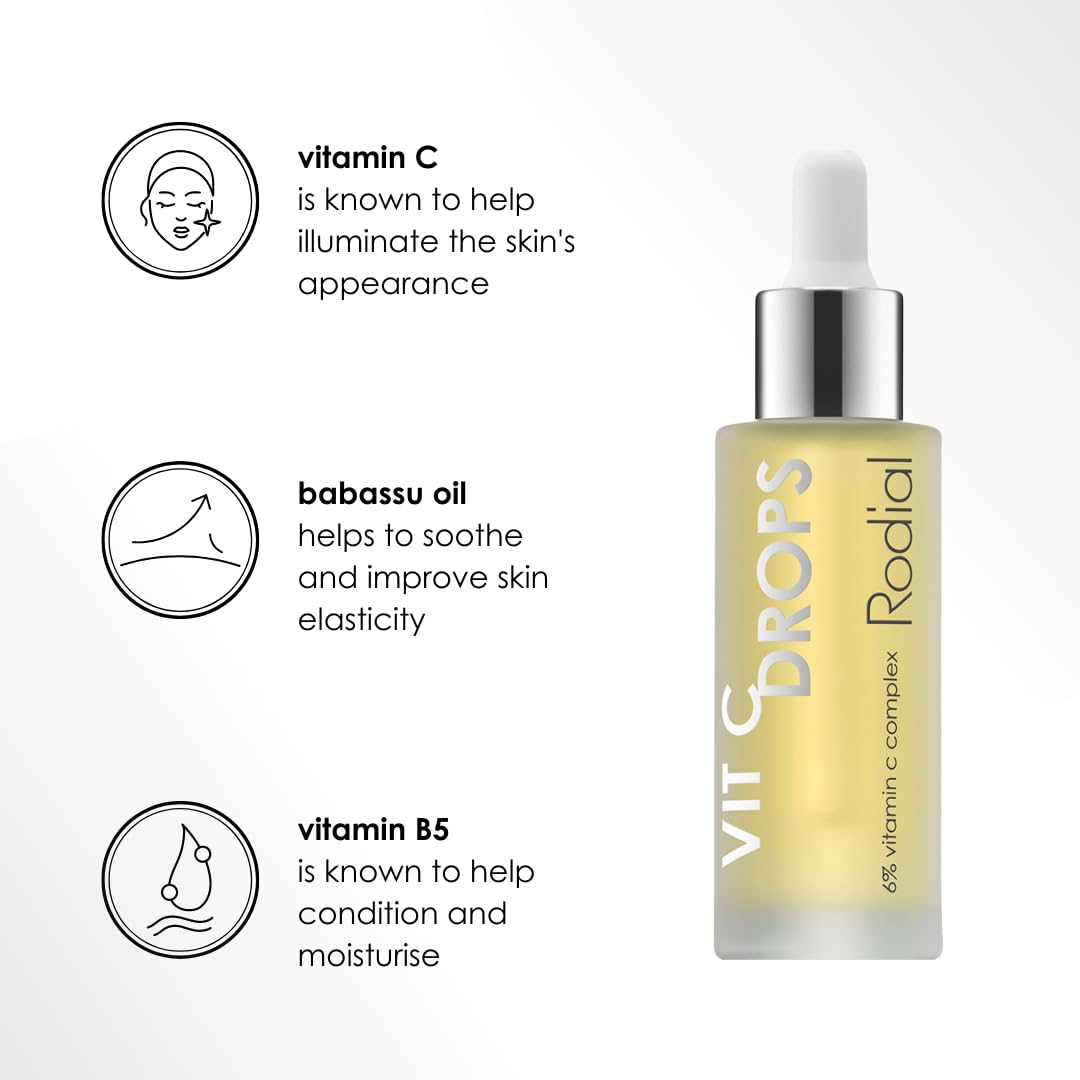 Rodial Vit C Booster Drops 31 ml, Aufhellen und Erneuern, erfrischendes, leichtes Vitamin C Gesichts