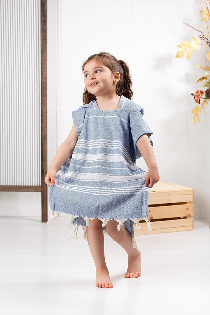 ELY PARKER Strandponcho für Kinder - 100% Baumwolle Strandtuch & Strandkleid - Saugstarkes Badeponch
