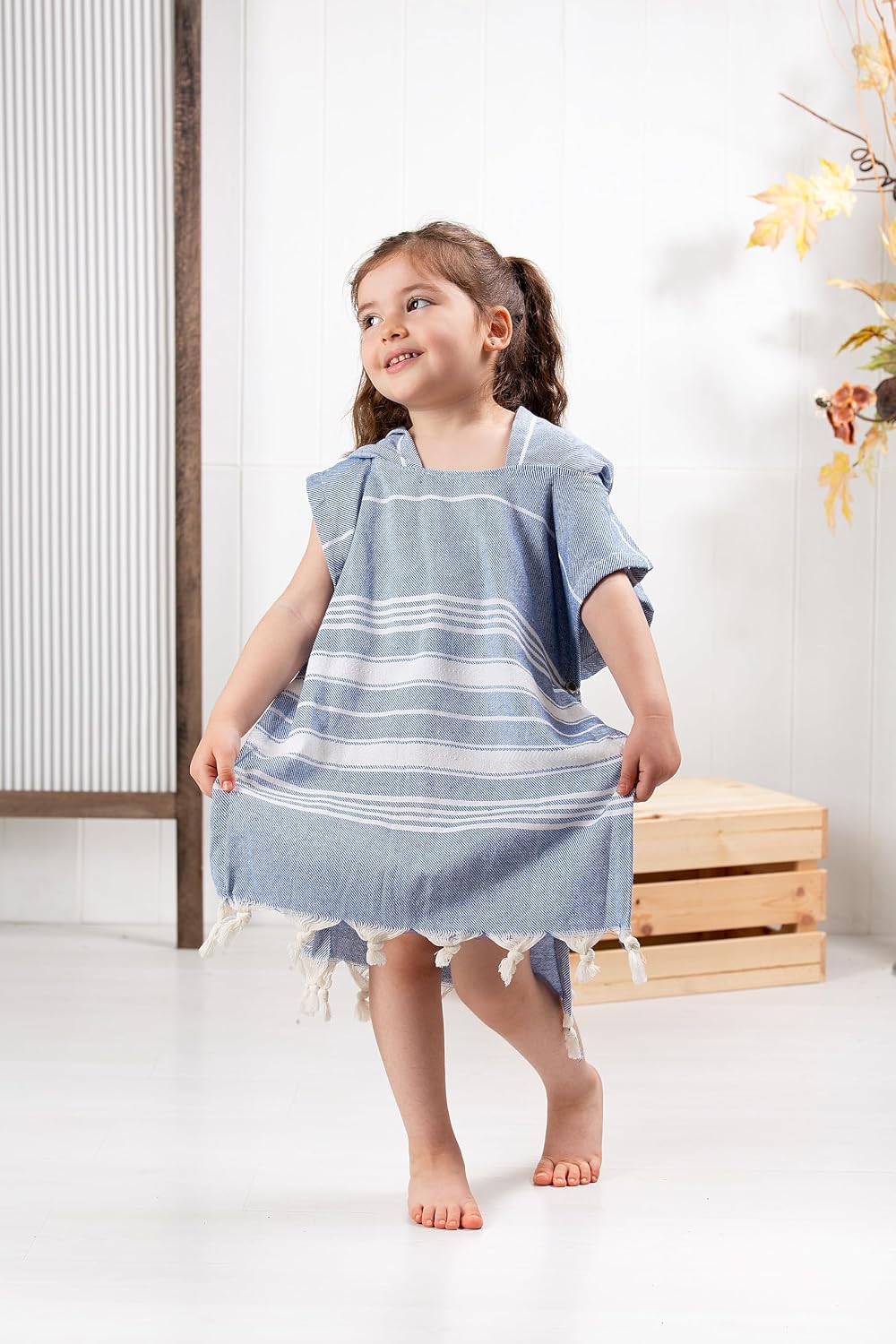 ELY PARKER Strandponcho für Kinder - 100% Baumwolle Strandtuch &amp; Strandkleid - Saugstarkes Badeponch