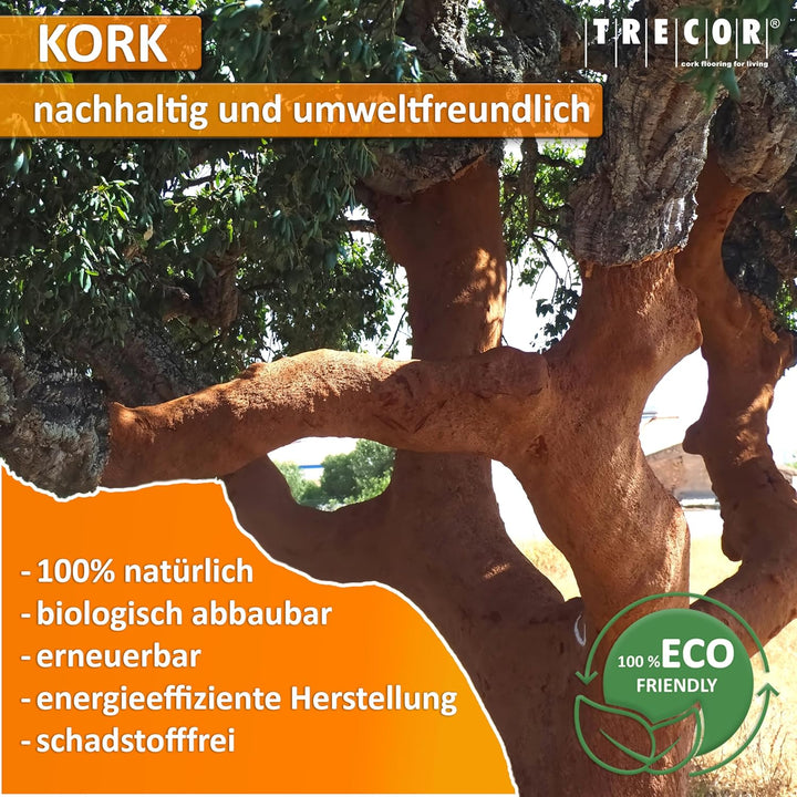 ökologische Trittschalldämmung TRECOR Rollenkork / Trittschallkork - Stärke 2 mm - Dichte: 200 kg/m³