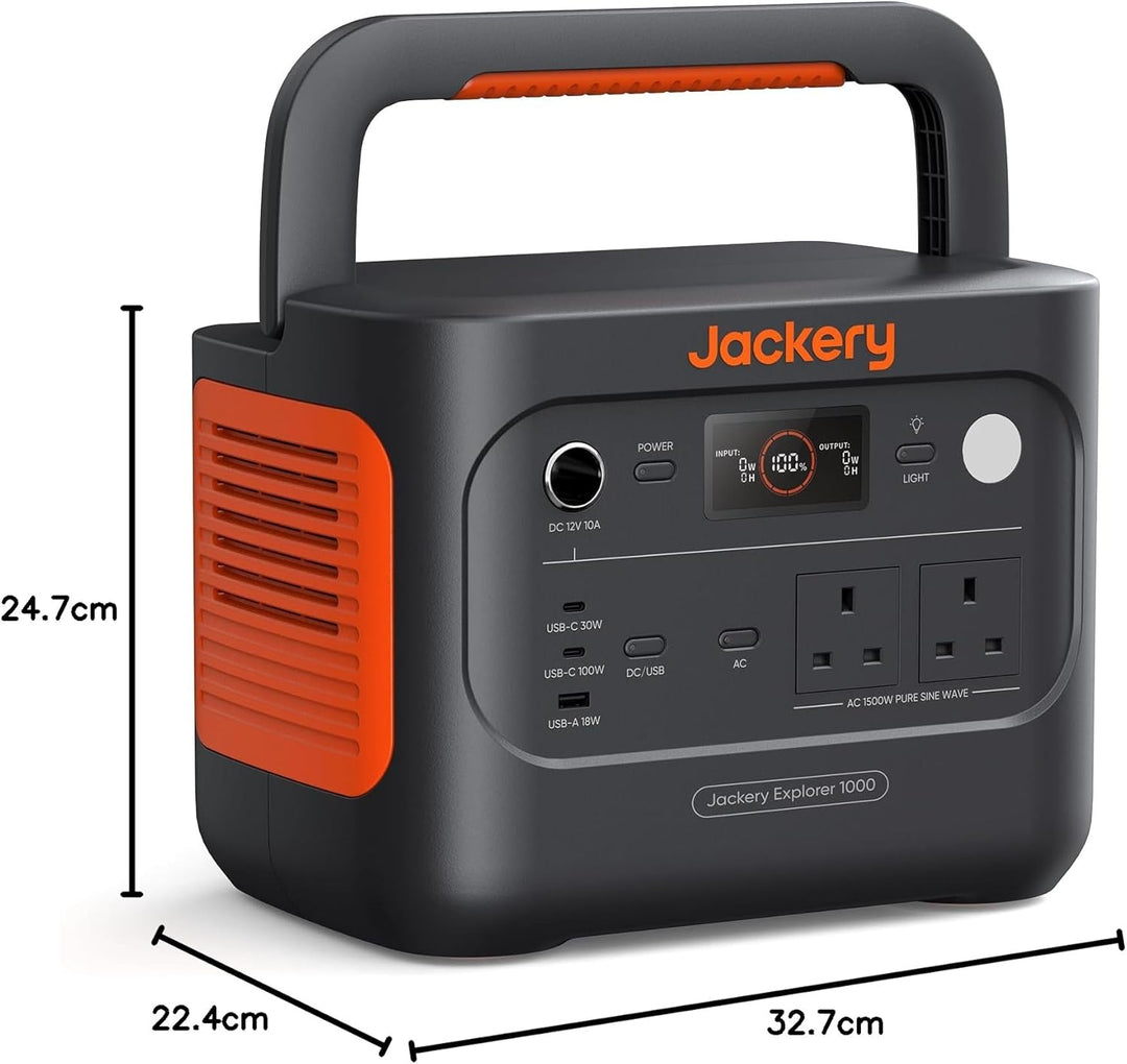 Jackery Explorer 1000 v2 Tragbare Powerstation,1070Wh LiFePO4 Solargenerator,1500W AC/100W USB-C Aus