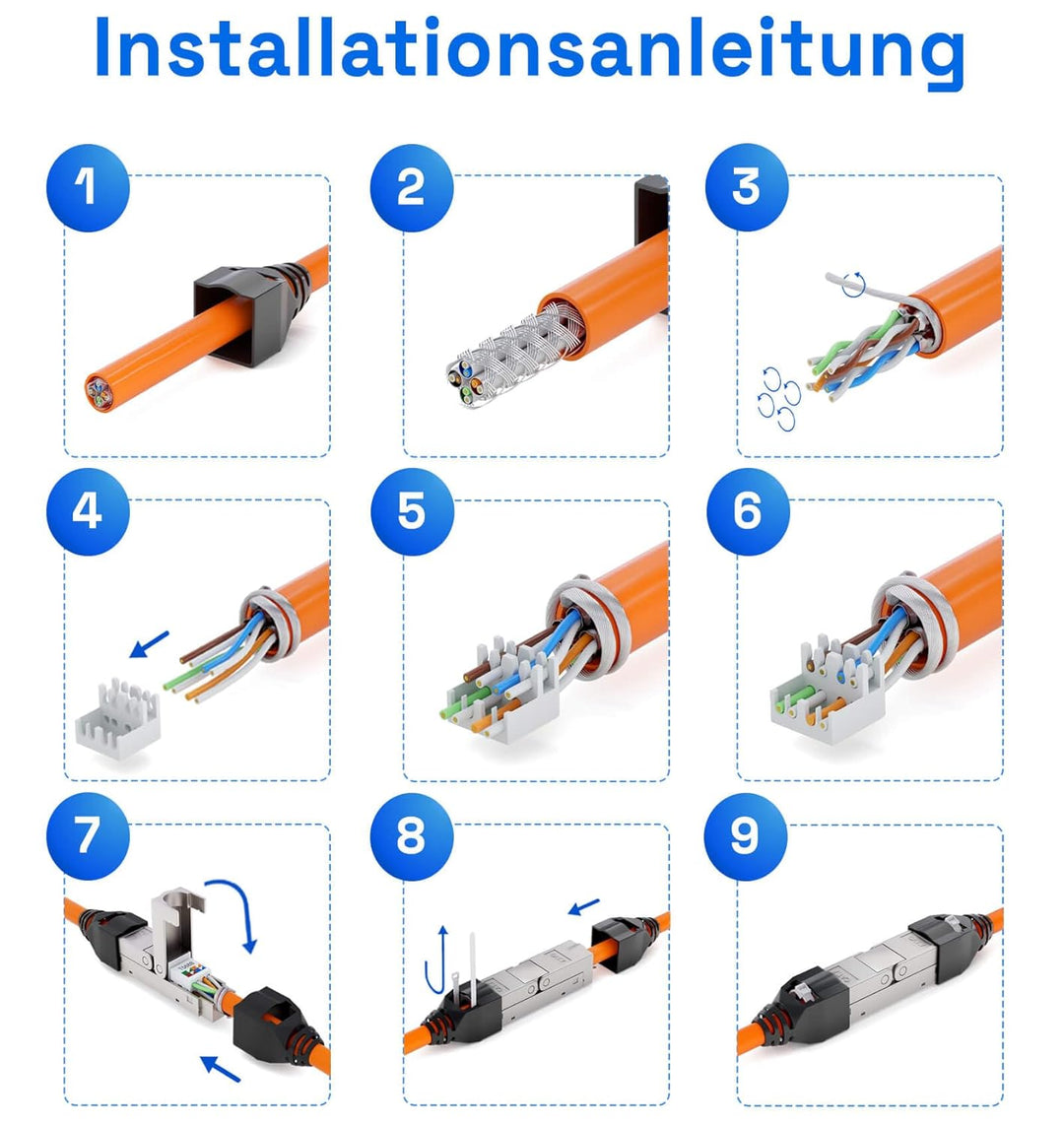 HB-DIGITAL 5x Cat7 LSA Netzwerkkabel Verbinder werkzeugloser mit Knickschutzhülle STP feldkonfektion