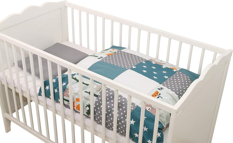 ULLENBOOM ® Baby Bettwäsche aus 100% Baumwolle (OEKO-TEX), 80x80 cm Waldtiere Petrol - 2-teilig (Set