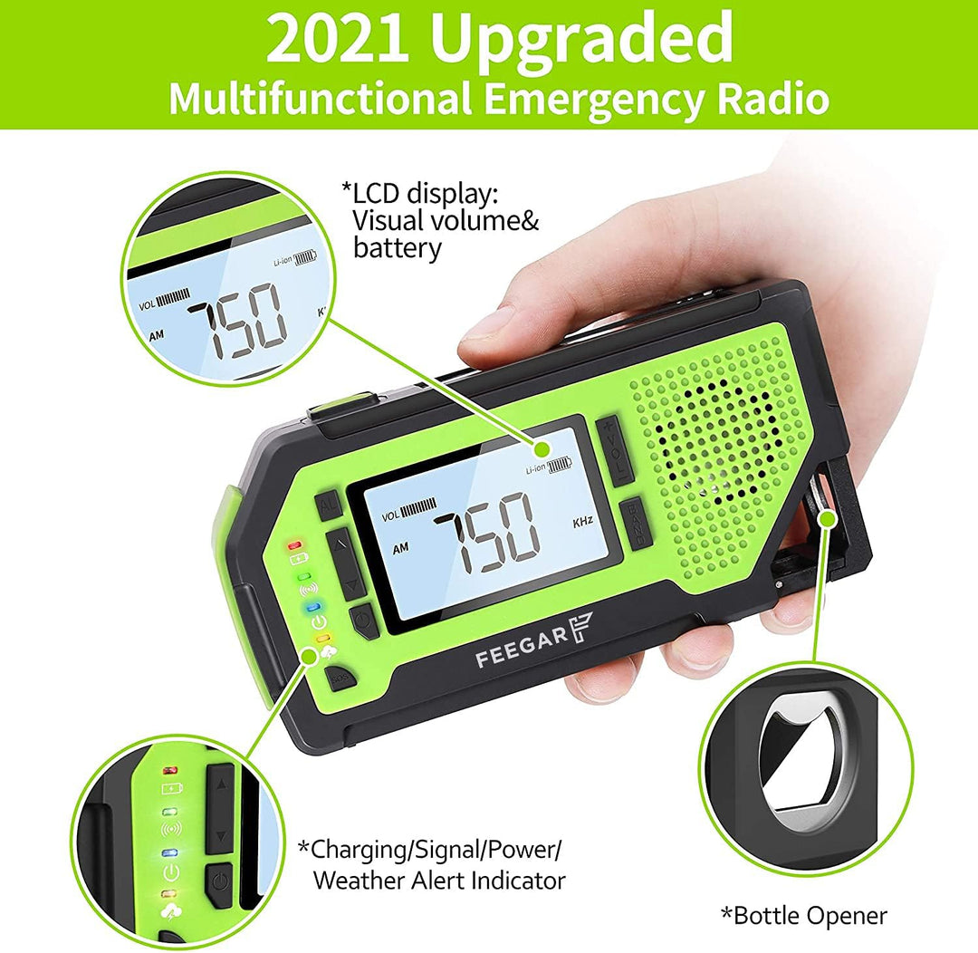 Notfall Solar Radio Feegar OZE Pro Handkurbel-Radio tragbar AM/FM Wetter Notfallradio grosses LCD-Di