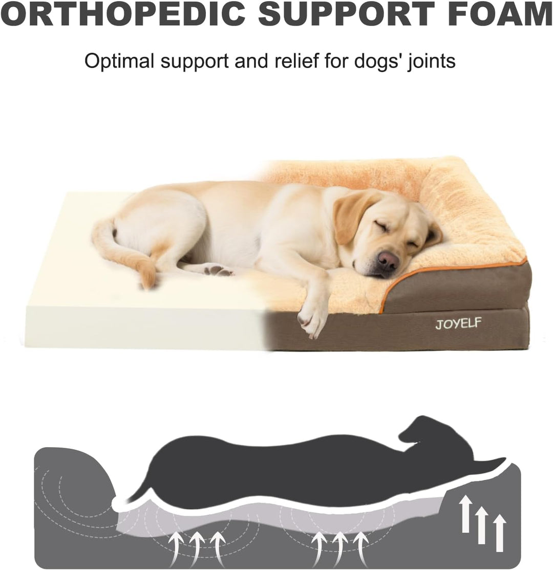 JOYELF Hundebett für grosse Hunde, Schaumstoff-Sofabett, Tierbett mit Kissen und Rutschfester Unters