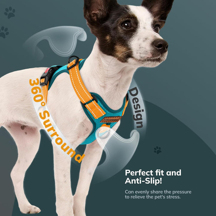 FAYOGOO Hundegeschirr, Kein Choke Front Clip Hund Reflektierendes Geschirr, No-Pull Verstellbare Wei