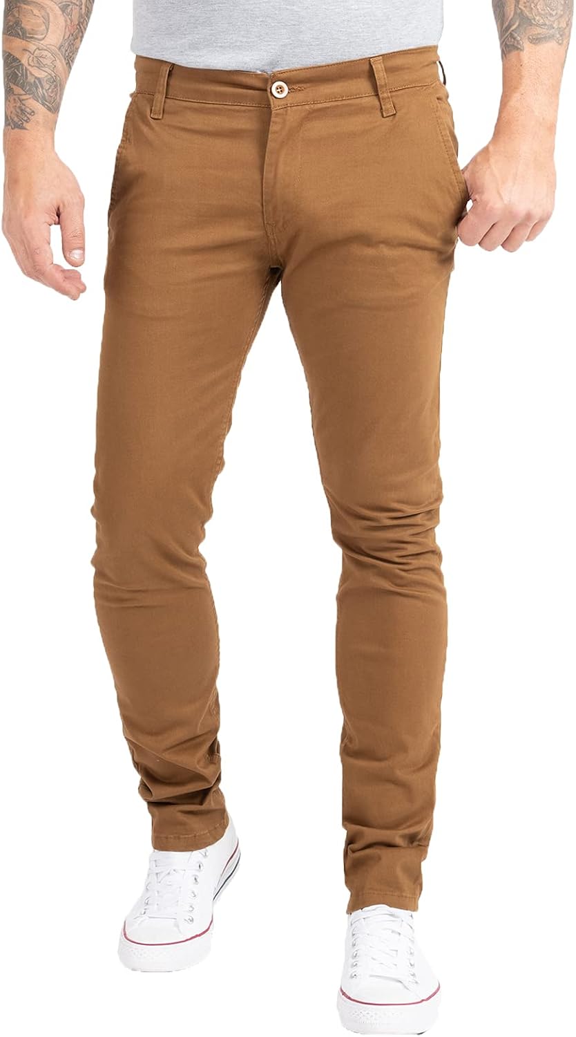Indumentum Chino Hose Basic Slim Fit IS-305 34W / 32L Braun, 34W / 32L Braun