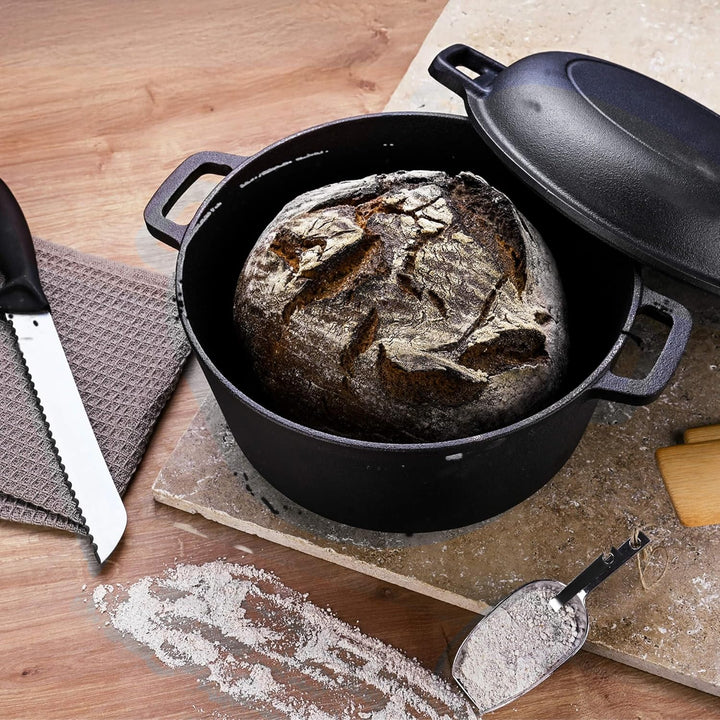 GRÄWE Dutch Oven CI 350 Ø 26 cm – Gusseisen Brat- & Kochtopf 2-in-1 mit Deckel, Induktion & Backofen