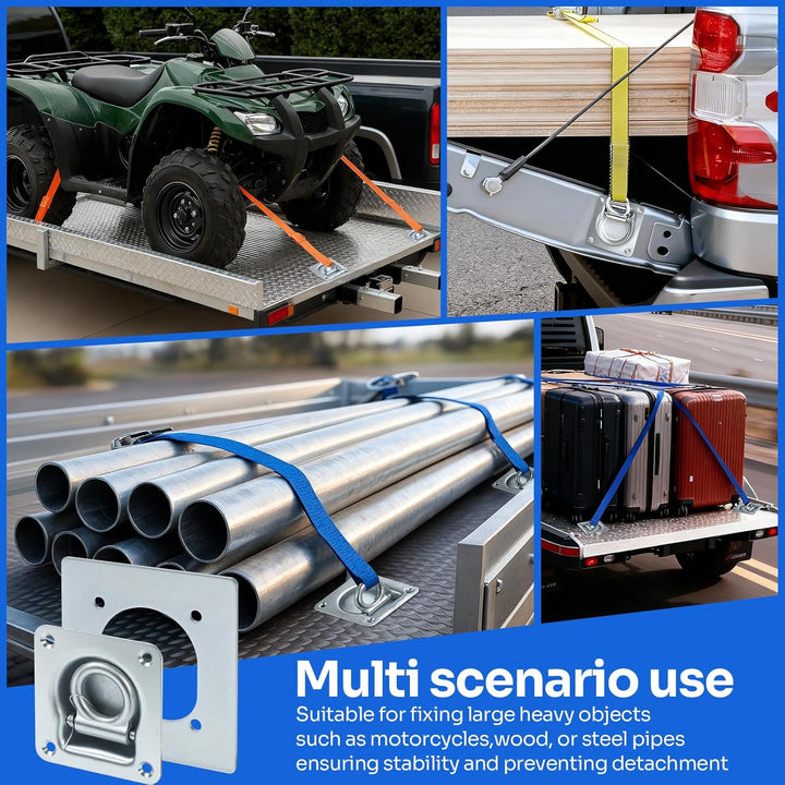 6 Stück Zurrösen für Anhänger mit Gegenplatten &amp; Schrauben, Verzinkte Schwerlast Zurrmulden 800kg Zu