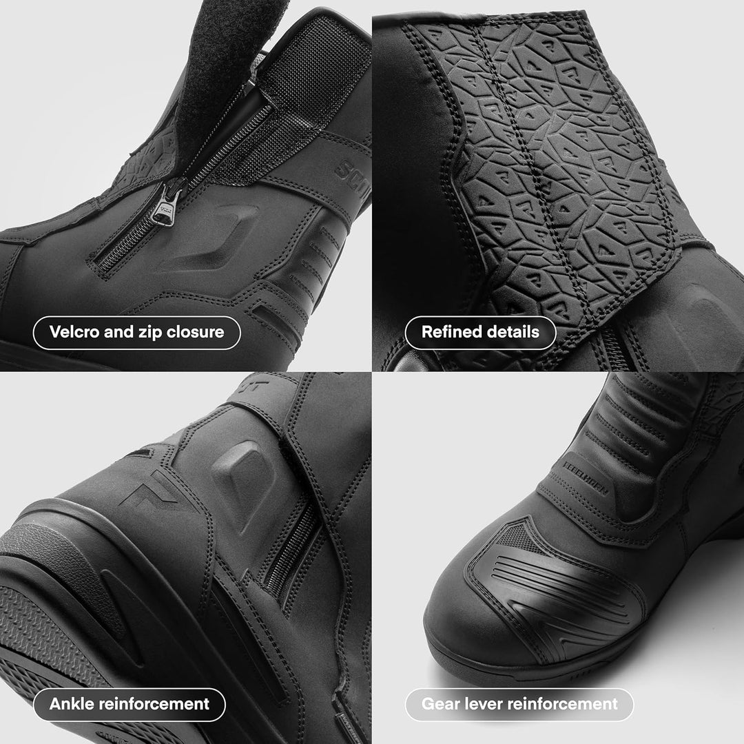 REBELHORN Scout High Heel Lady Motorradstiefel Damen | PU Leder | Wasserdichte Hipora Membran | 7cm