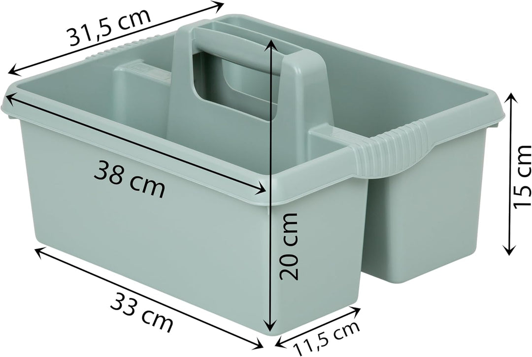 Tragbarer Organizer für Putzmittel 38x32x15 cm Silbergrün Werkzeugträger Gartengerätekorb Schuhputzk
