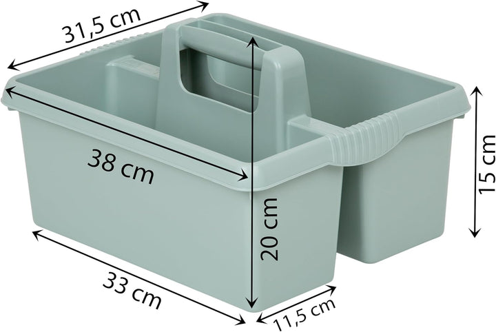 Tragbarer Organizer für Putzmittel 38x32x15 cm Silbergrün Werkzeugträger Gartengerätekorb Schuhputzk