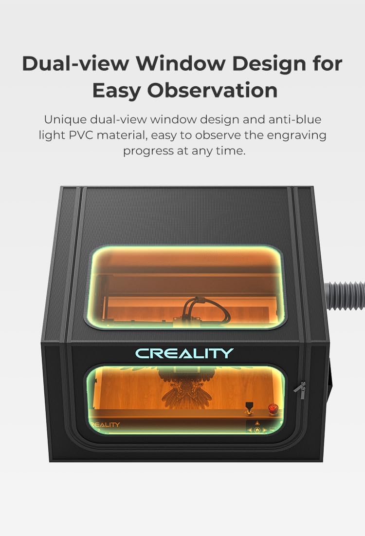 Creality Lasergravierer Gehäuse V2.0 mit Entlüftung, Laser Cutter Schutzhülle mit Ventilator und Roh