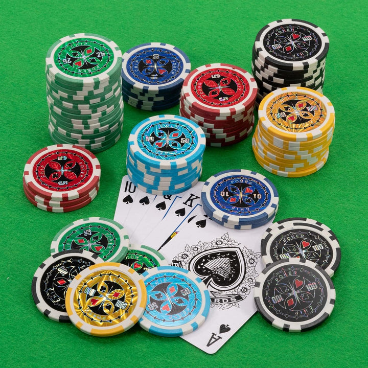 Pokerkoffer schwarz Pokerset 500 Laser Pokerchips Poker Komplett Set 11 g Chips