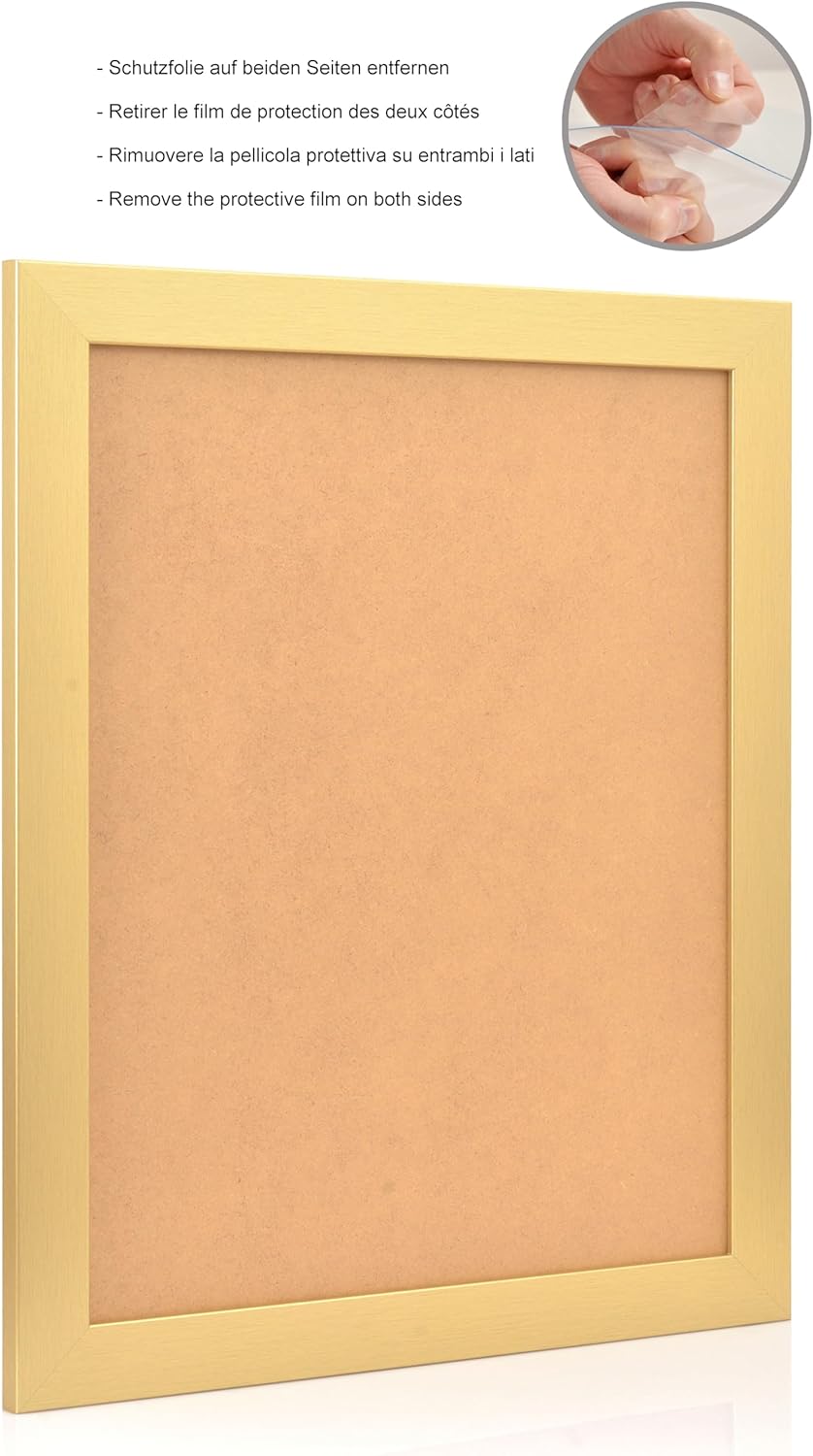 Stallmann Design Bilderrahmen 60x84 cm gold Holz mit Acrylglas Rahmen-Breite 40mm Posterrahmen Wechs