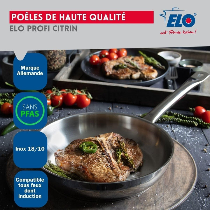 ELO 9500050 Kochgeschirr-Set, 4-teilig, 1 Bratpfanne 32 cm und 3 Kochtöpfe 12, 14 und 20 cm Elo Prof