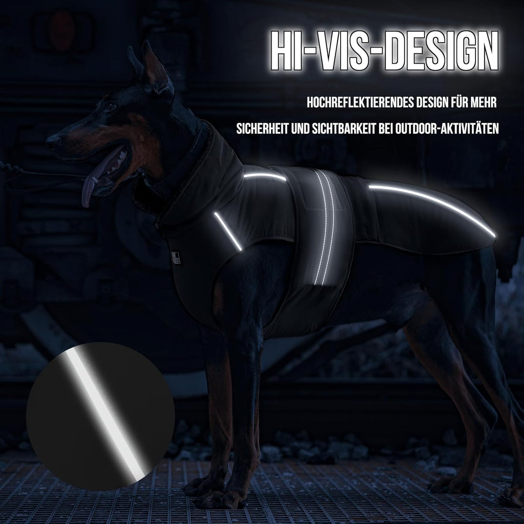 OneTigris Hundemantel, STORMWALL Wasserdicht Hundejacke mit Verstellbarer Rückenlänge Fleecefutter R