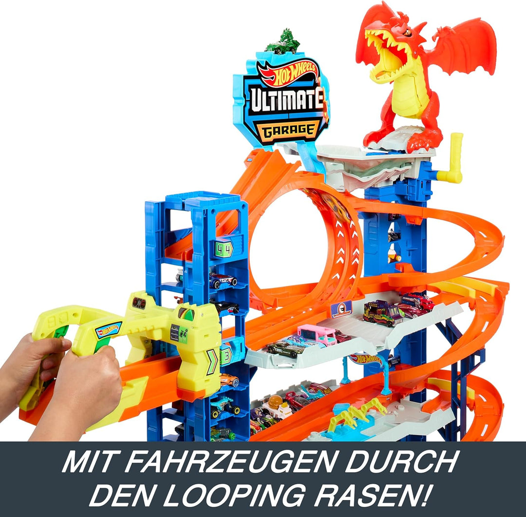 Hot Wheels Let's Race Netflix - Ultimative Garage - Mehrere Ebenen Parkgarage, 3ft hoch, mit 2 Die-C
