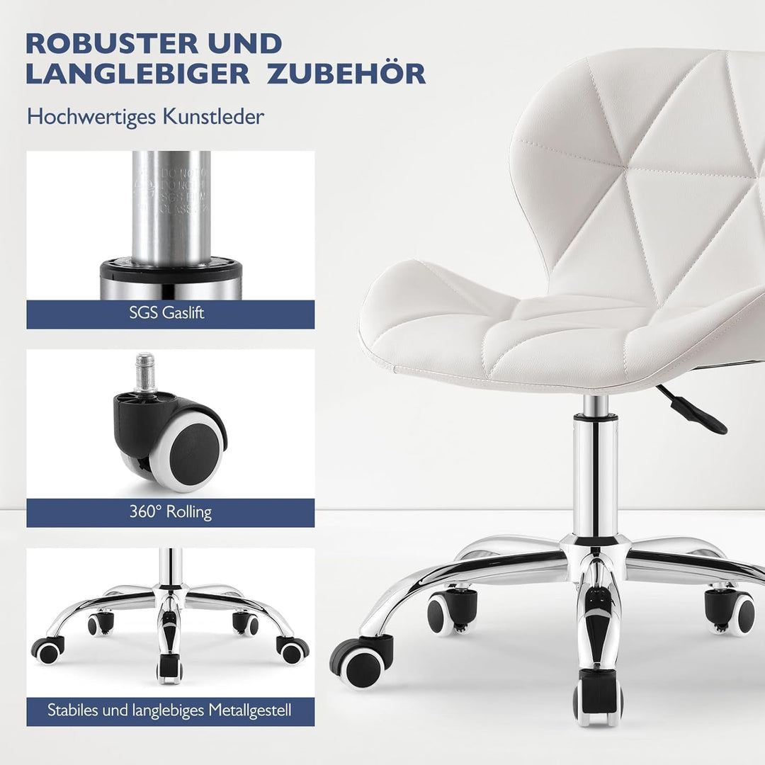 CLIPOP Bürostuhl ohne Armlehnen, Drehstuhl 360°, Schreibtischstuhl mit Rollen, höhenverstellbar, bis