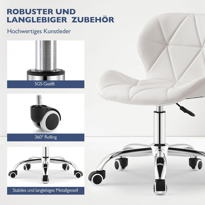 CLIPOP Bürostuhl ohne Armlehnen, Drehstuhl 360°, Schreibtischstuhl mit Rollen, höhenverstellbar, bis