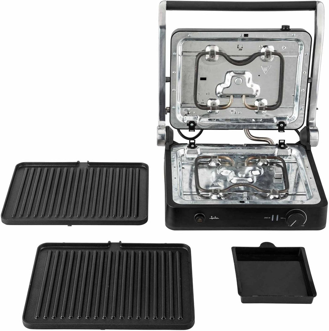 JATA JEGR1450 Panini Elektro-Grill, Sandwichmaker, 2000 W, 180° Öffnung, geriffelte, antihaftbeschic