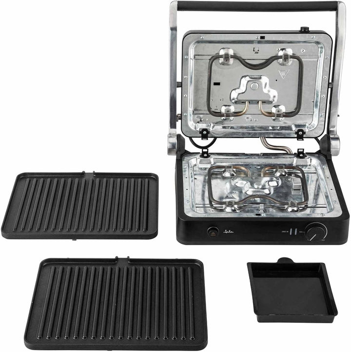 JATA JEGR1450 Panini Elektro-Grill, Sandwichmaker, 2000 W, 180° Öffnung, geriffelte, antihaftbeschic