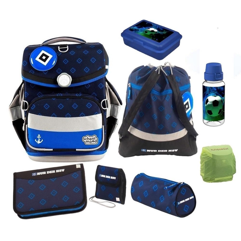 Familando - School Mood Timeless Air+ Schulranzen Set - 9-teilig mit Lunch-Set - HSV Fussball Verein