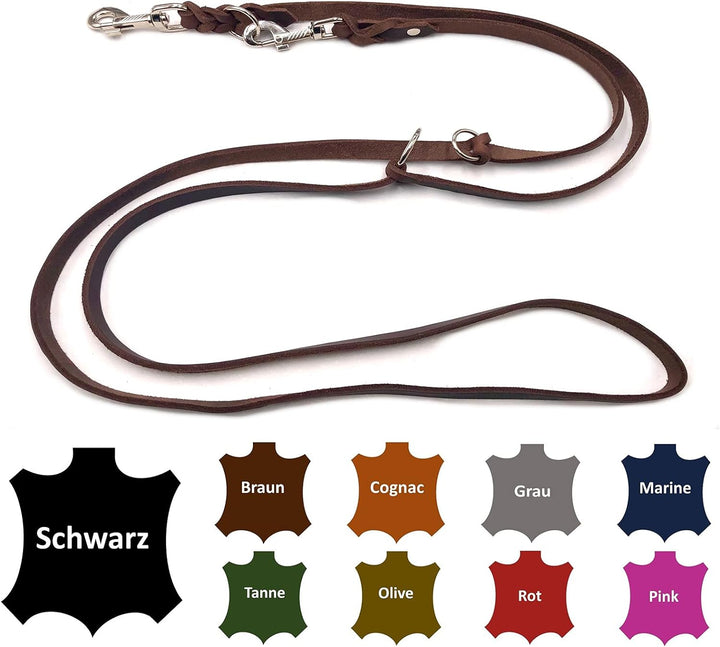 Hundeleine Fettleder kleine Hunde/grosse Hunde 2m / 2,40m / 2,80m / 3,50m / 5m Doppelleine verstellb
