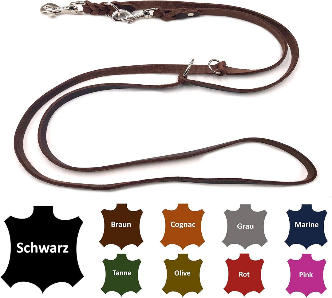 Hundeleine Fettleder kleine Hunde/grosse Hunde 2m / 2,40m / 2,80m / 3,50m / 5m Doppelleine verstellb