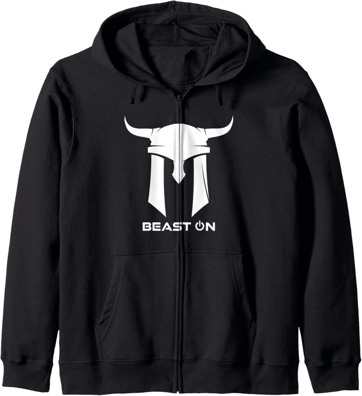 Wikinger Helm | Beast ON | GYM Motivation Fitness Sprüche Kapuzenjacke